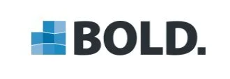 Logo met een blauw kubusontwerp en de tekst 'BOLD'