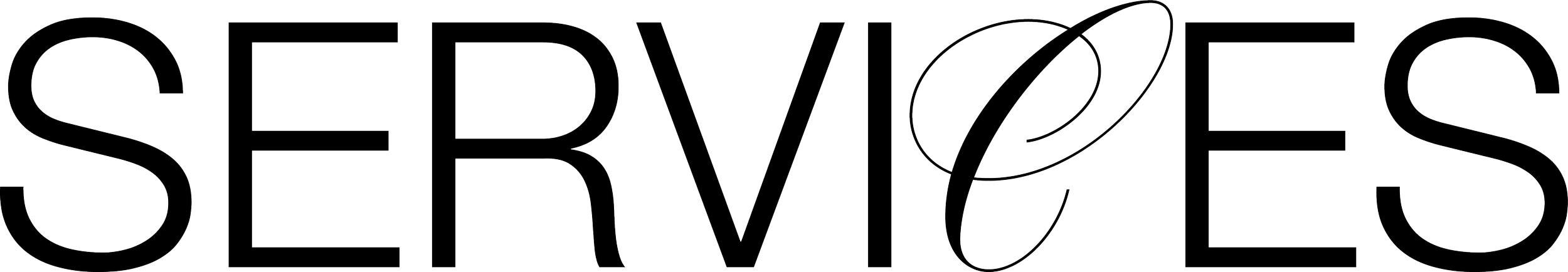 Stylized text spelling 'SERVICES' with an abstract design within the letter 'V'.