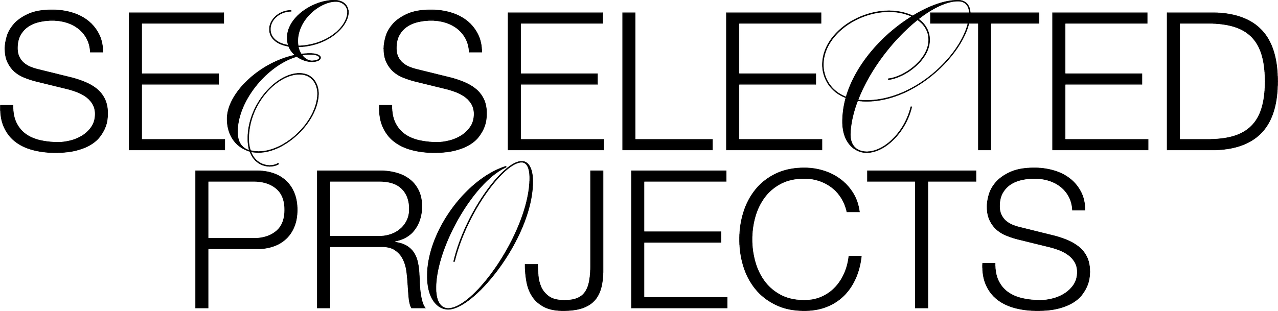 Text reading "See & Select Projects" in an outlined font with decorative ampersand, on a transparent background.