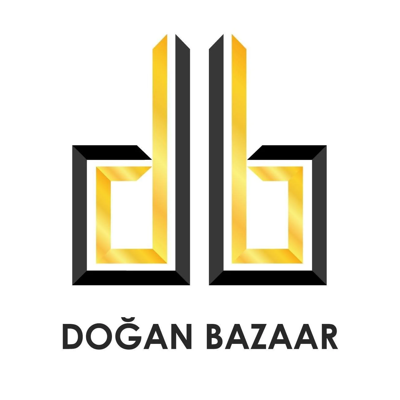 Logo with black and gold geometric shapes forming the letters 'D' and 'B', with the text 'DOĞAN BAZAAR' below.