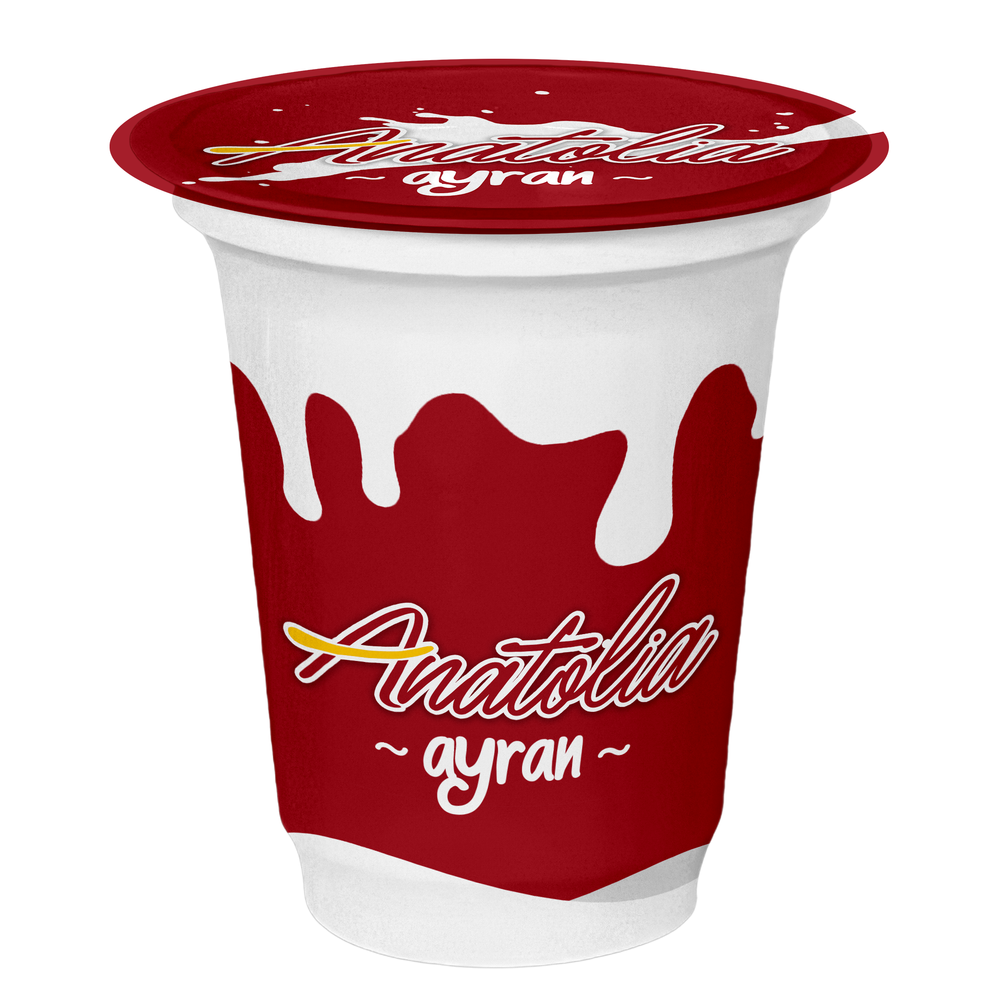 A red and white yogurt container with the brand name 'Frost Bowl' on the lid.