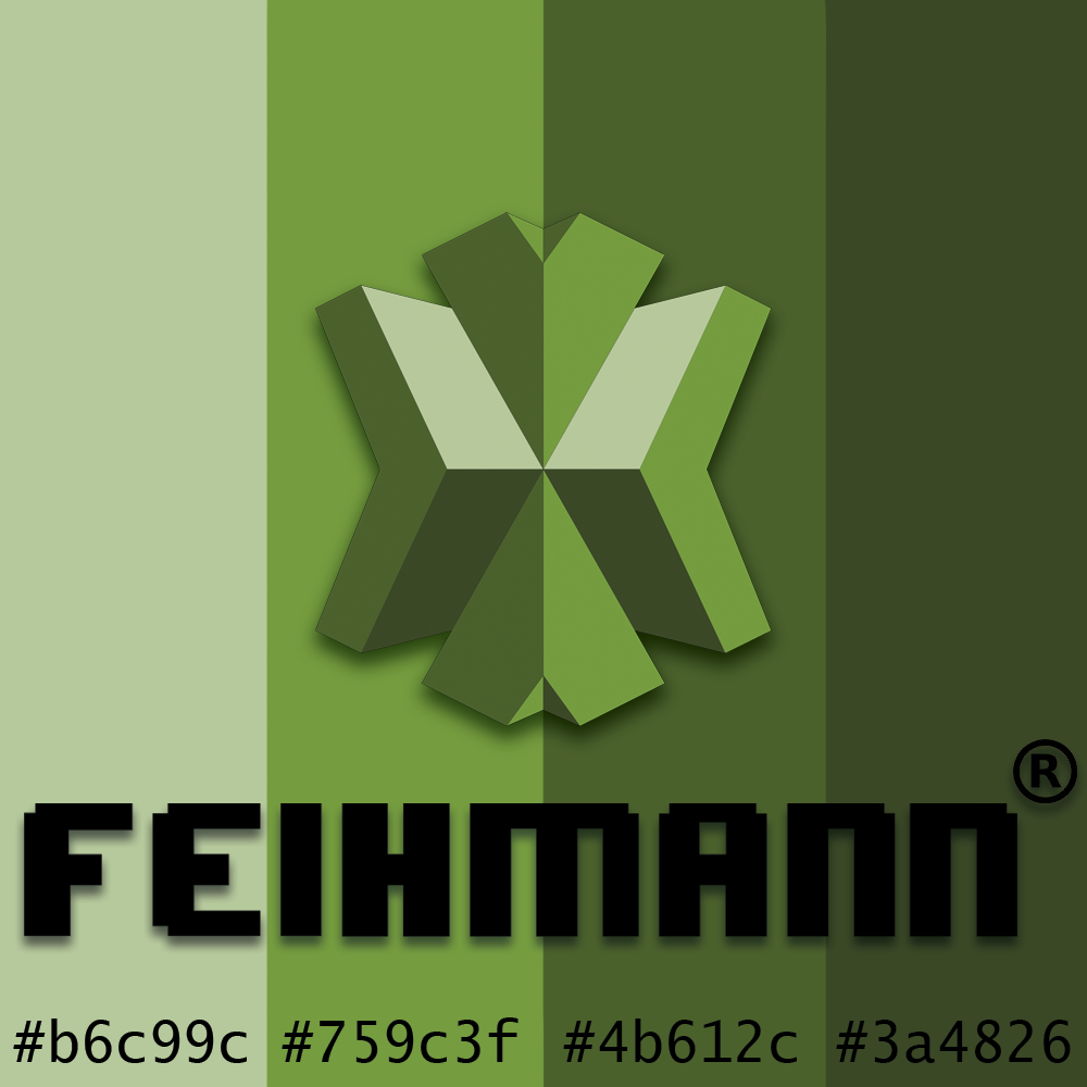 Green logo with a stylized 3D green geometric star-like symbol above the word 'FEIHMANN' in bold black letters on a green gradient background.