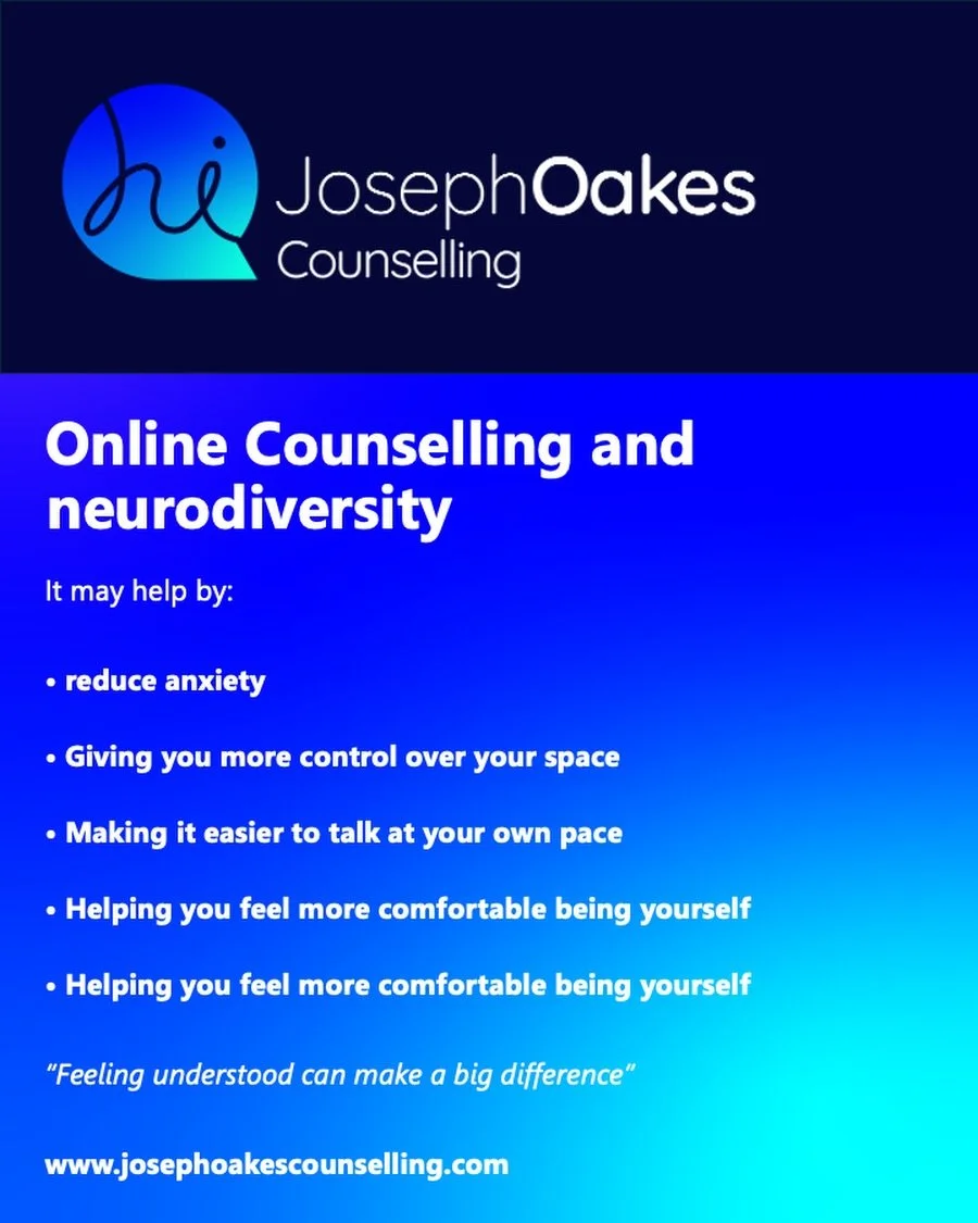 🌿 Online counselling can feel easier for some neurodivergent people.
Being at home during a session can help you feel more relaxed, safe, and comfortable.
✨ It may help by: &bull; Reducing anxiety &bull; Giving you more control over your space &bull