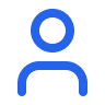 Icon of a person or user silhouette in blue.