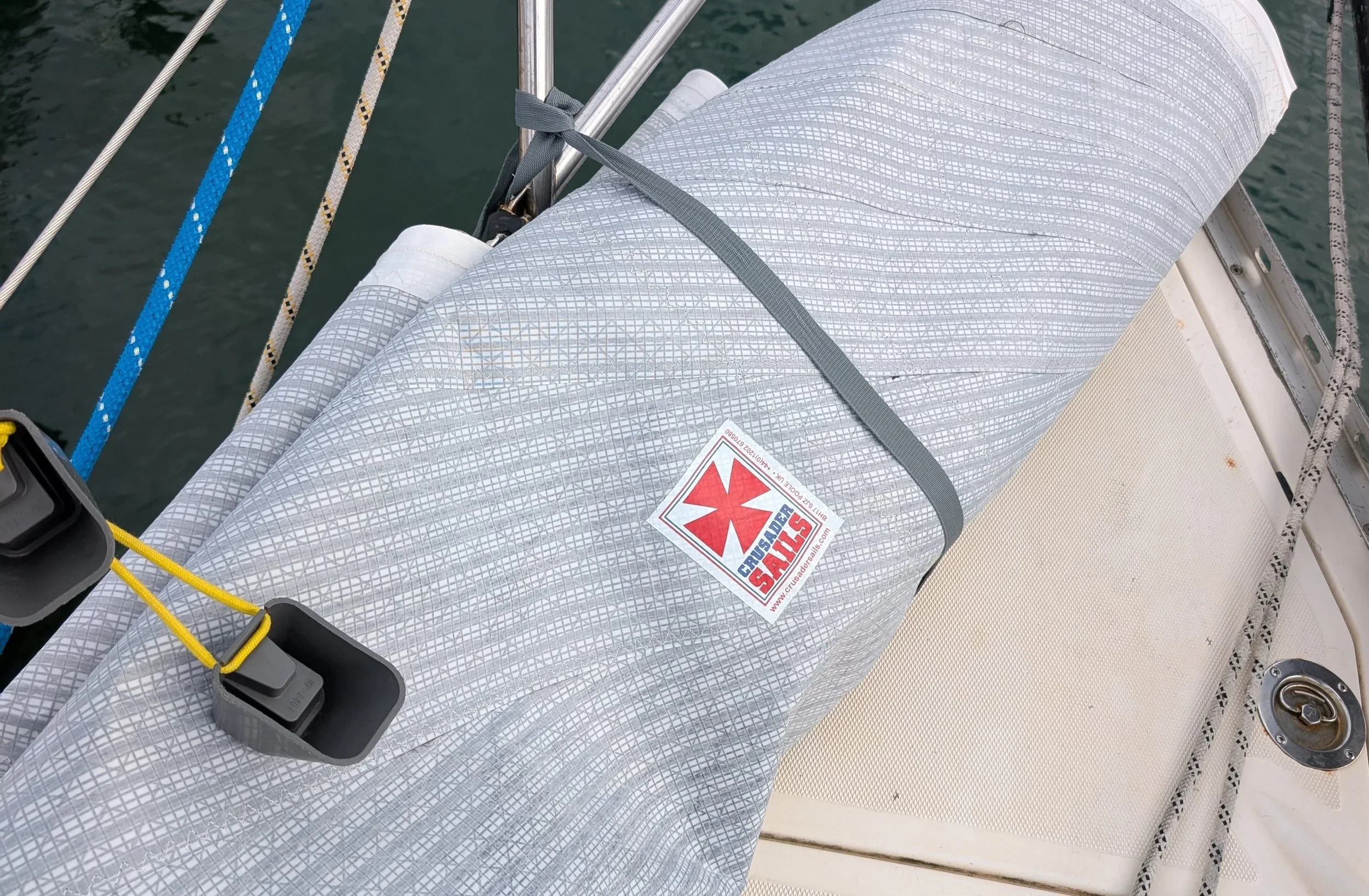 Yacht sail folder on yacht deck
