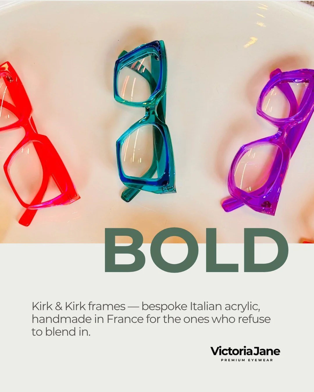 Life is too short for boring glasses!

This is Kirk &amp; Kirk, the eyewear brand that treats colour as a craft. Every frame is made from bespoke Italian acrylic and handmade in France, in shades so vivid they practically introduce themselves.

Here 