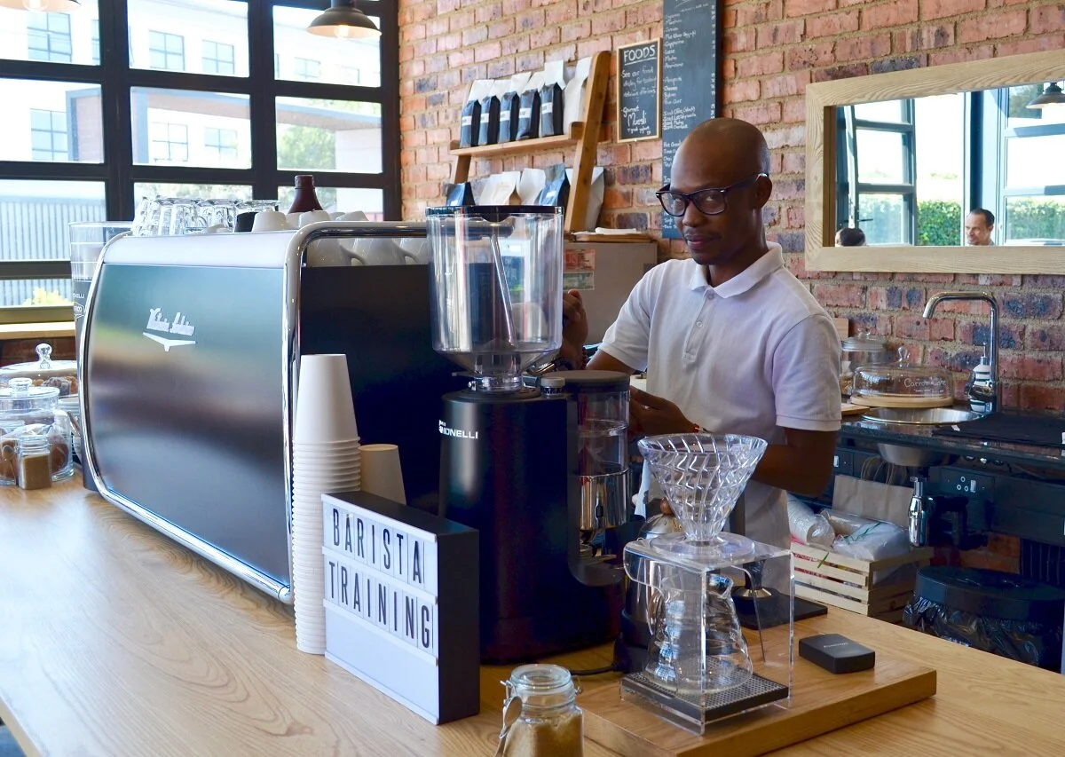 Moses Obakeng (@mossobk) of Flynn Coffee.