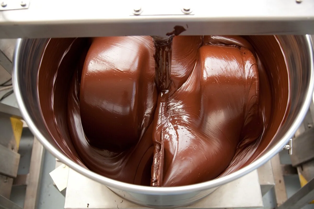 Processing chocolate.