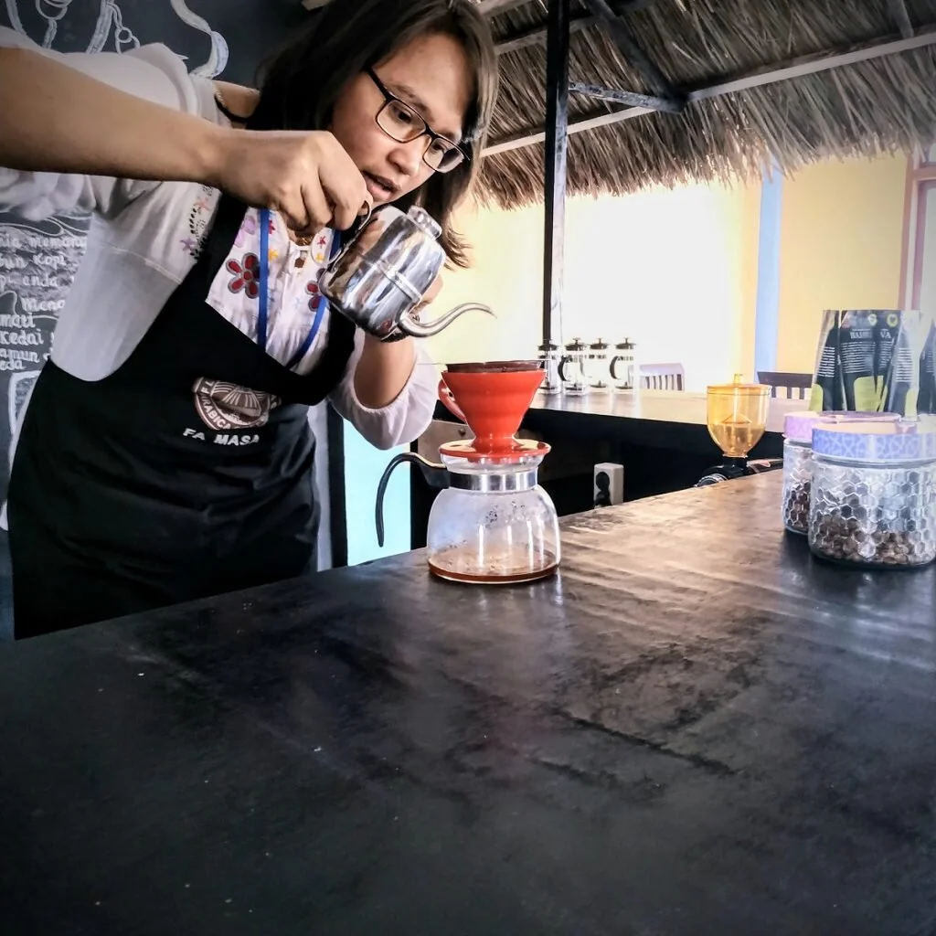 Vivi Pane, owner of Revinco Kedai Kopi in Bajawa. Photo: Rick Peyser.
