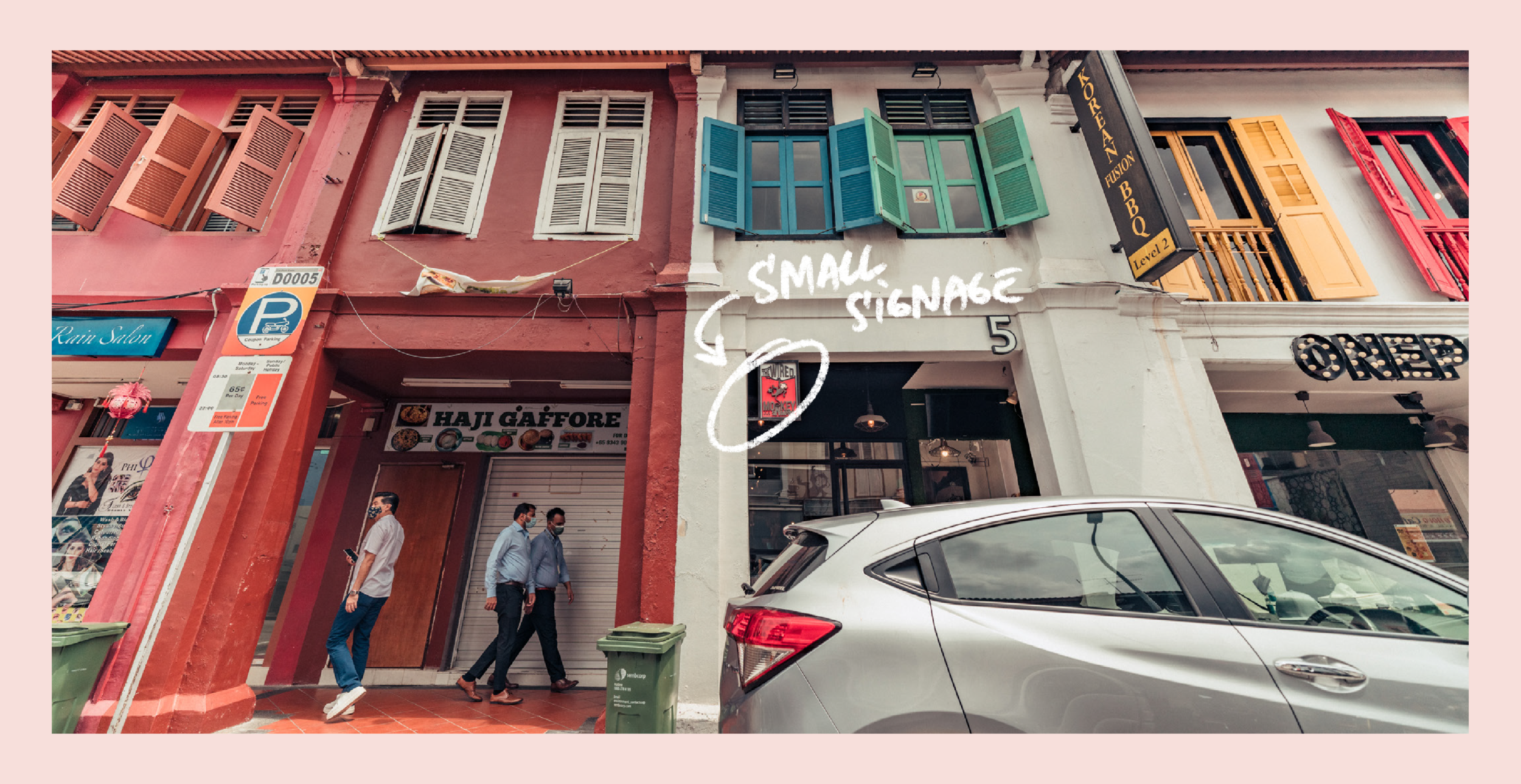 Hidden in plain sight is The Wired Monkey café in Singapore’s "Little India." The neighboring Indian Muslim food stall is characteristic of the area, frequented by ethnically Indian Singaporeans and migrants alike.