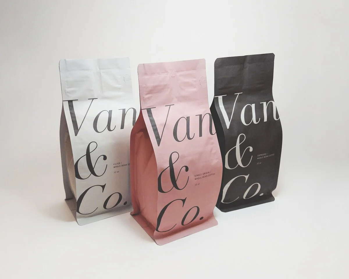 A bold application of a delicate font is front and center on Van &amp; Co.’s packaging entry