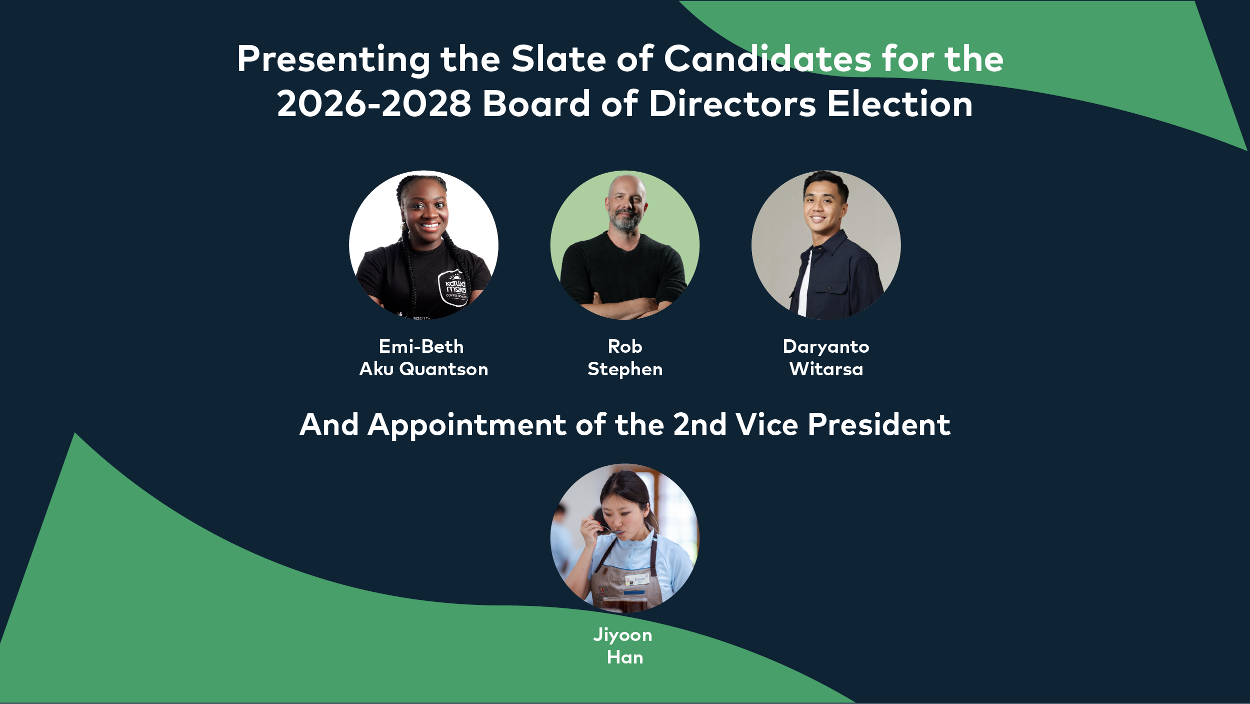 Presenting the Slate of Candidates for the 2026-2028 SCA Board of Directors Elections and Appointment of the 2nd Vice President