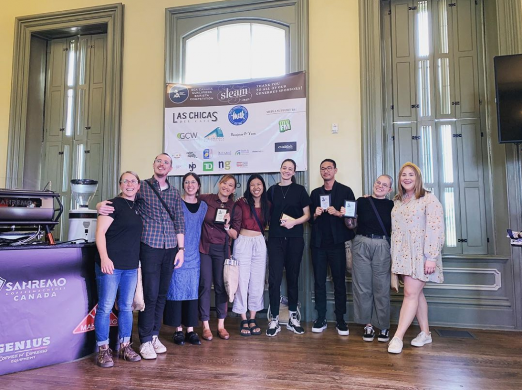Pictured: Top 6 from SCA Canada's Eastern Barista Qualifier – (1) Gabrielle Côté, (2) Nelson Phu, (3) Gays Liou, (4) Rambert Sin, (5) Gabriela Ferreira, and (6) Catherine Gauthier.