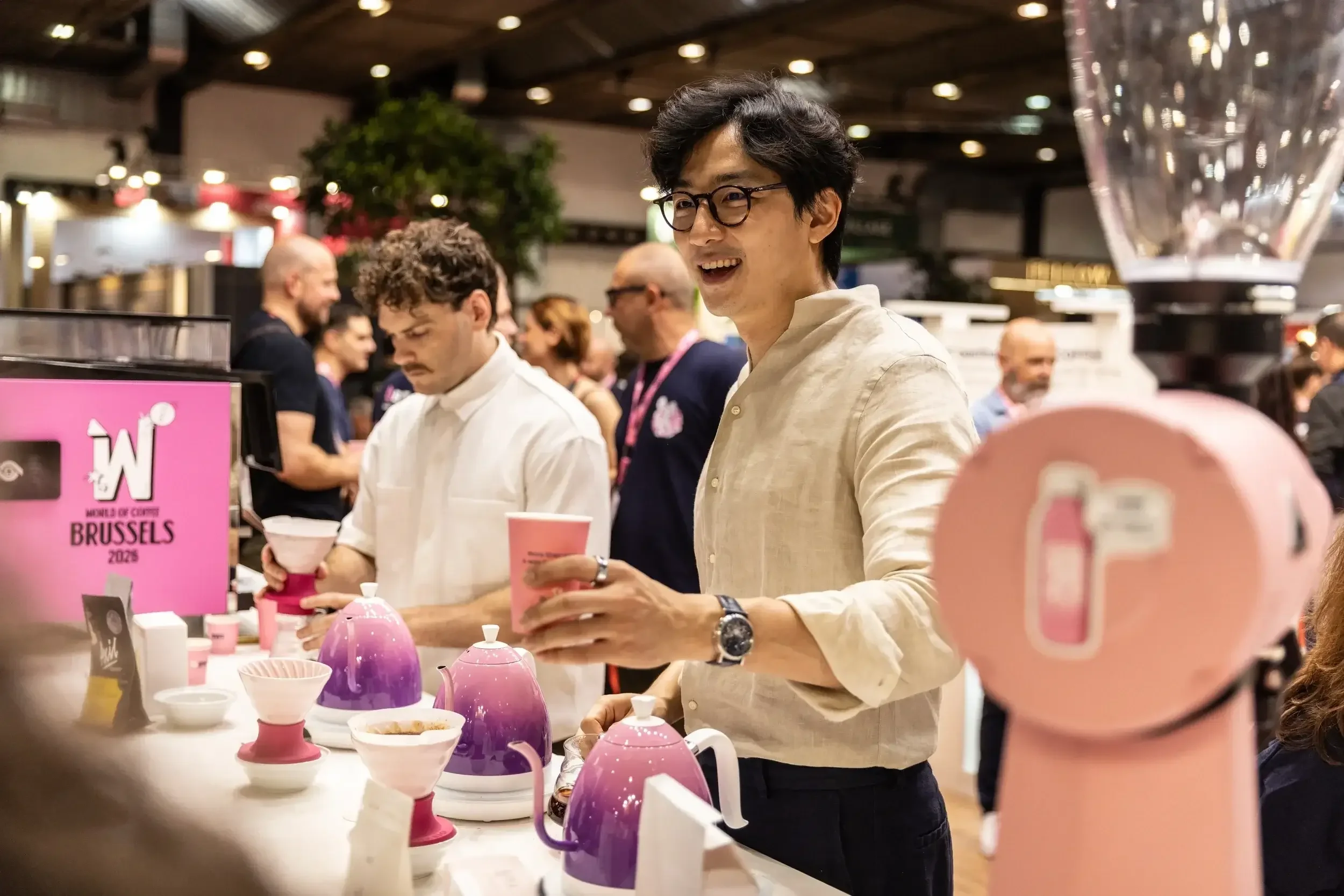 Attendees at a World of Coffee show