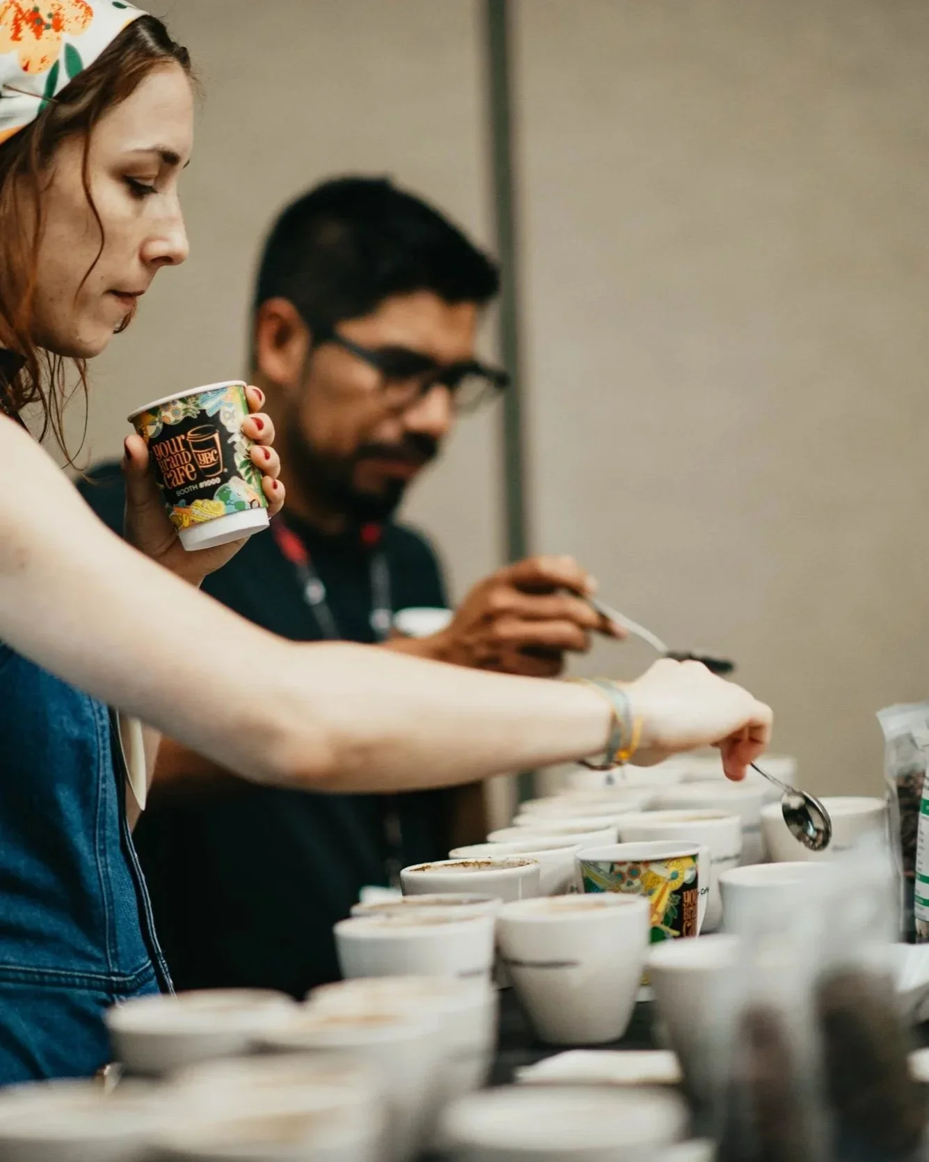 People cupping coffees