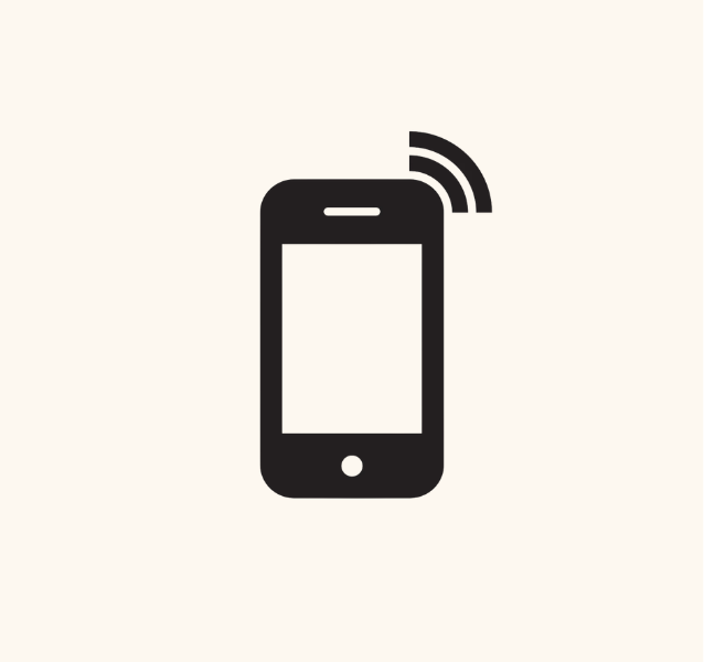 Icon of a smartphone with a signal wave.