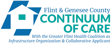 Logo for Flint & Genesee County Continuum of Care with a house icon and text.