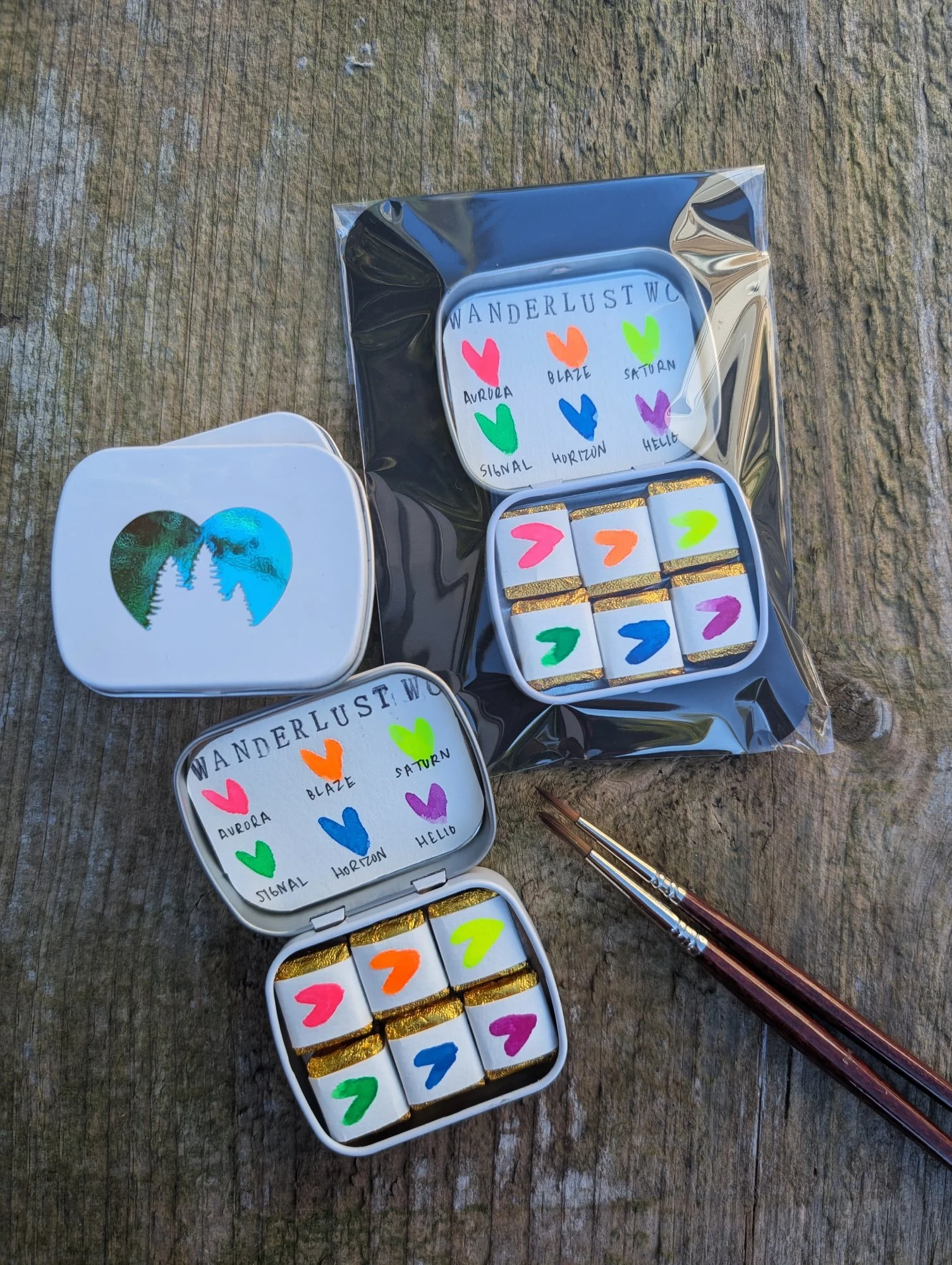 neon watercolor paint palette handmade