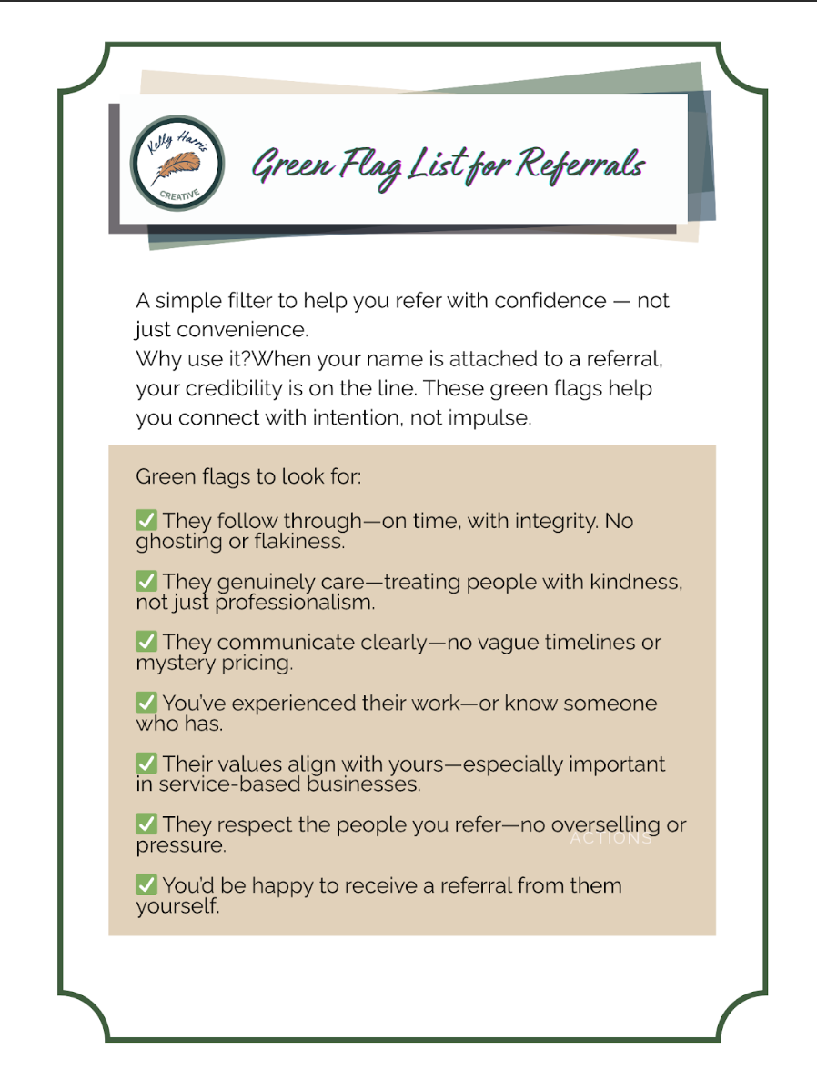 Click the image for a printable version of the Green Flag List for Referrals