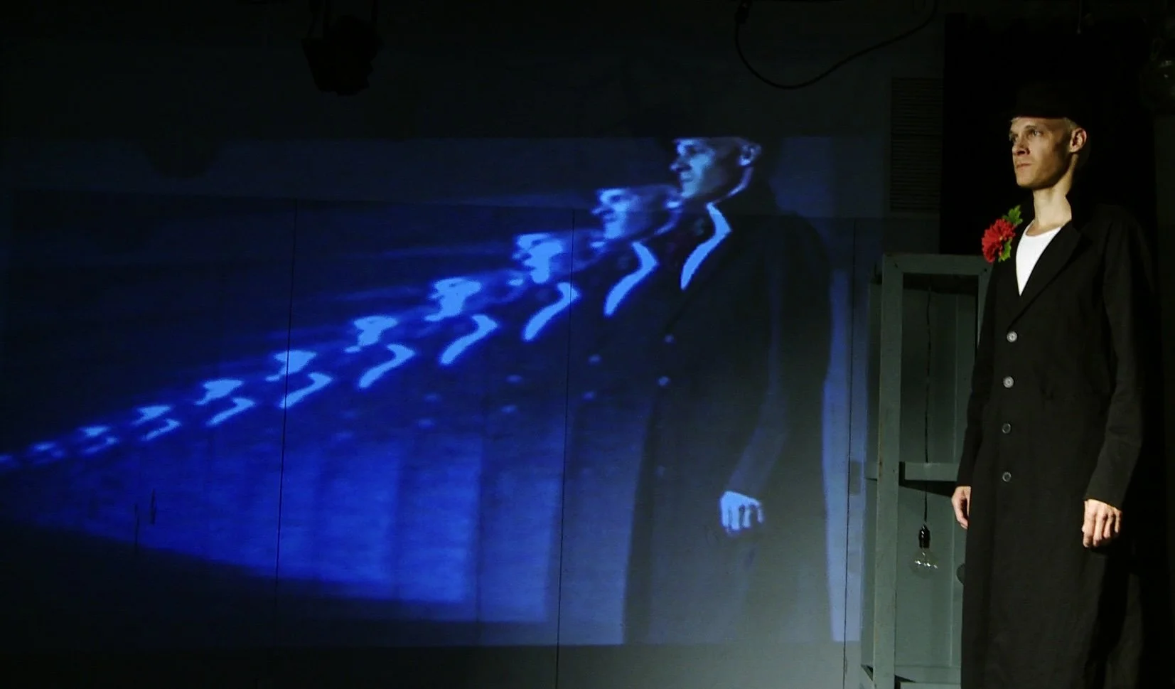 Jason Griffin in The Calmative, based on the short story by Samuel Beckett and the writings of Nancy Cunard, Adapted by Scott Ebersold and Ensemble, directed by Scott Ebersold,  Columbia University, Nash Studios, 2012