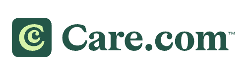 a light green 'c' inside of a larger light green 'c' on a dark green background and dark green text to the right of it that says 'care dot com'.