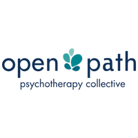 Open Path psychotherapy collective logo with a teal flower-like symbol between the words 'open' and 'path'.