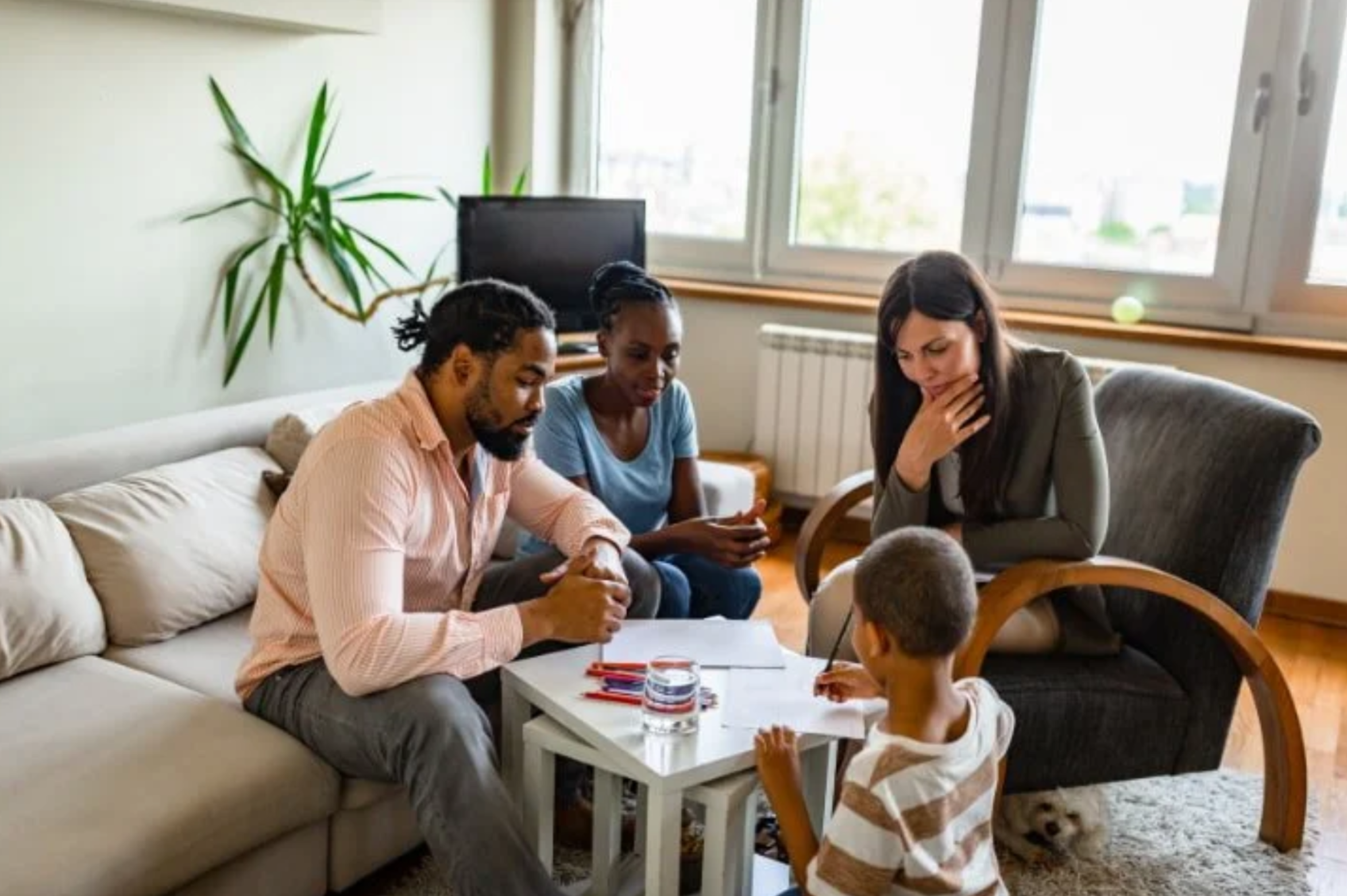 a family in a therapy session
