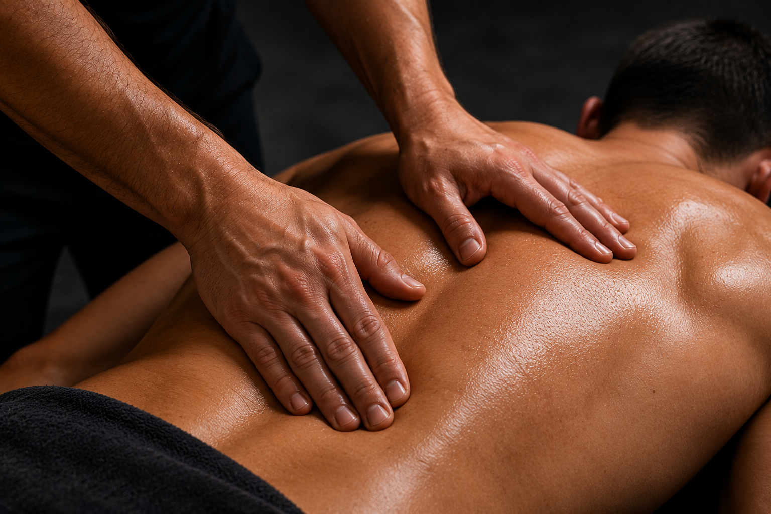 Persona recibiendo un masaje en la espalda en un entorno de spa o centro de masajes