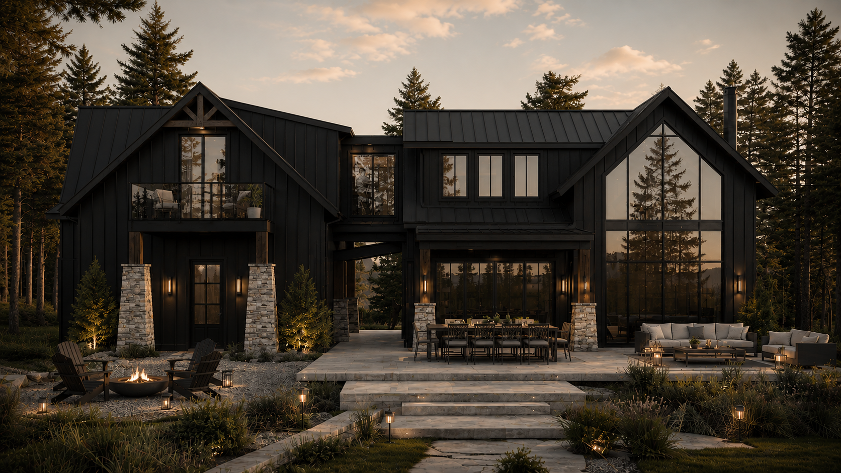 Modern custom Shuswap lakefront home with outdoor living space designed by Meraki Shane Design Studio, Mara Lake British Columbia
