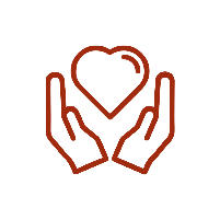 Two hands holding a heart.