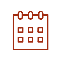 Icon of a calendar with a grid of six squares representing dates.
