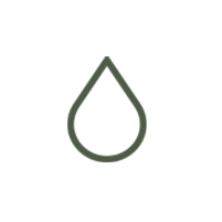 A simple line drawing of a water droplet.