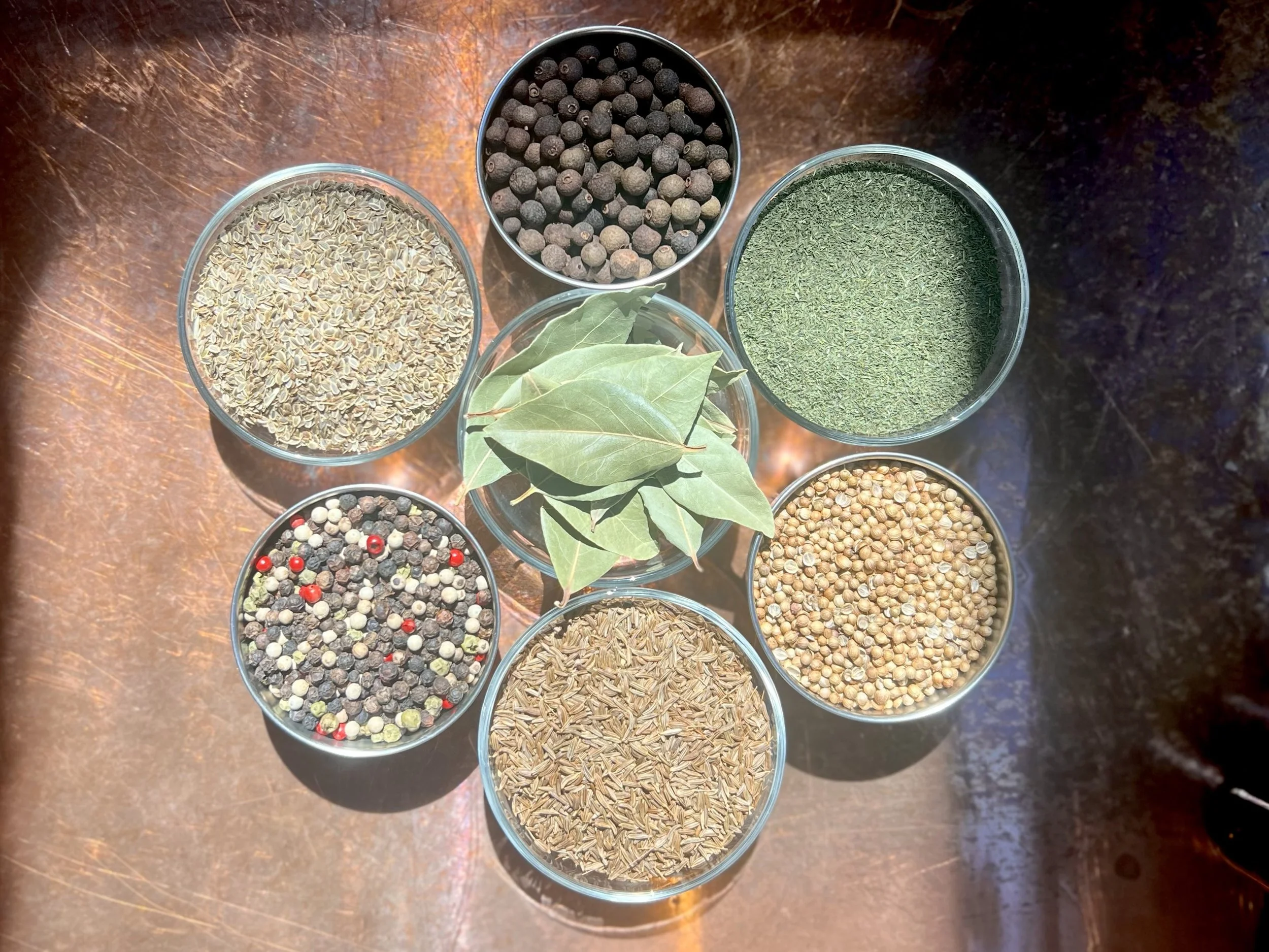 Pickling season is here! We have pre-mixed spice blends, but we also carry all the organic ingredients to make your own specialized custom blend! We have (pictured) allspice, dill, coriander, caraway seed, mixed peppercorns, dill seed, and bay leaves