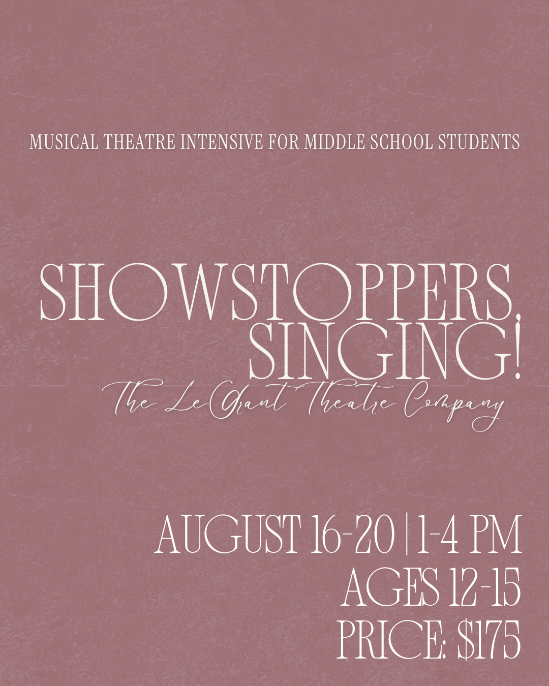Showstoppers, Singing!