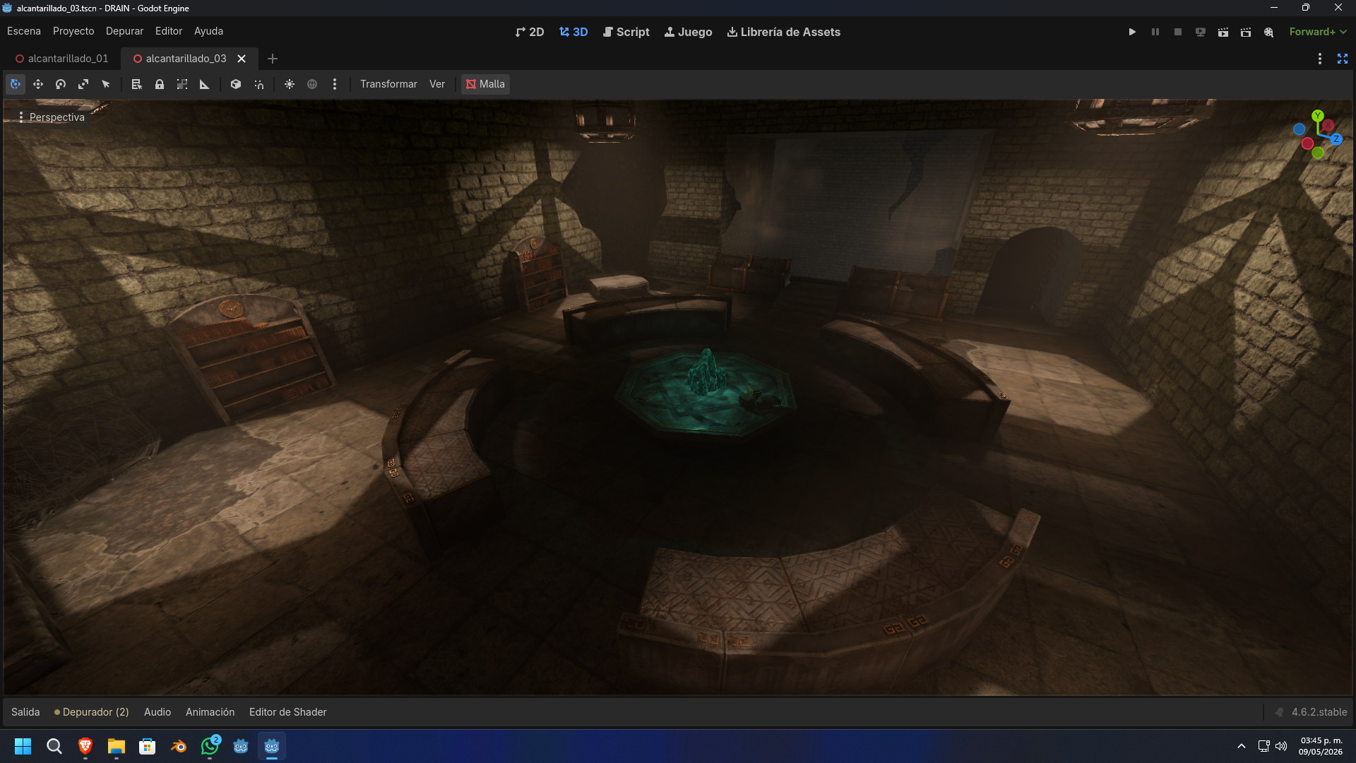 Captura de pantalla del mapa en Godot