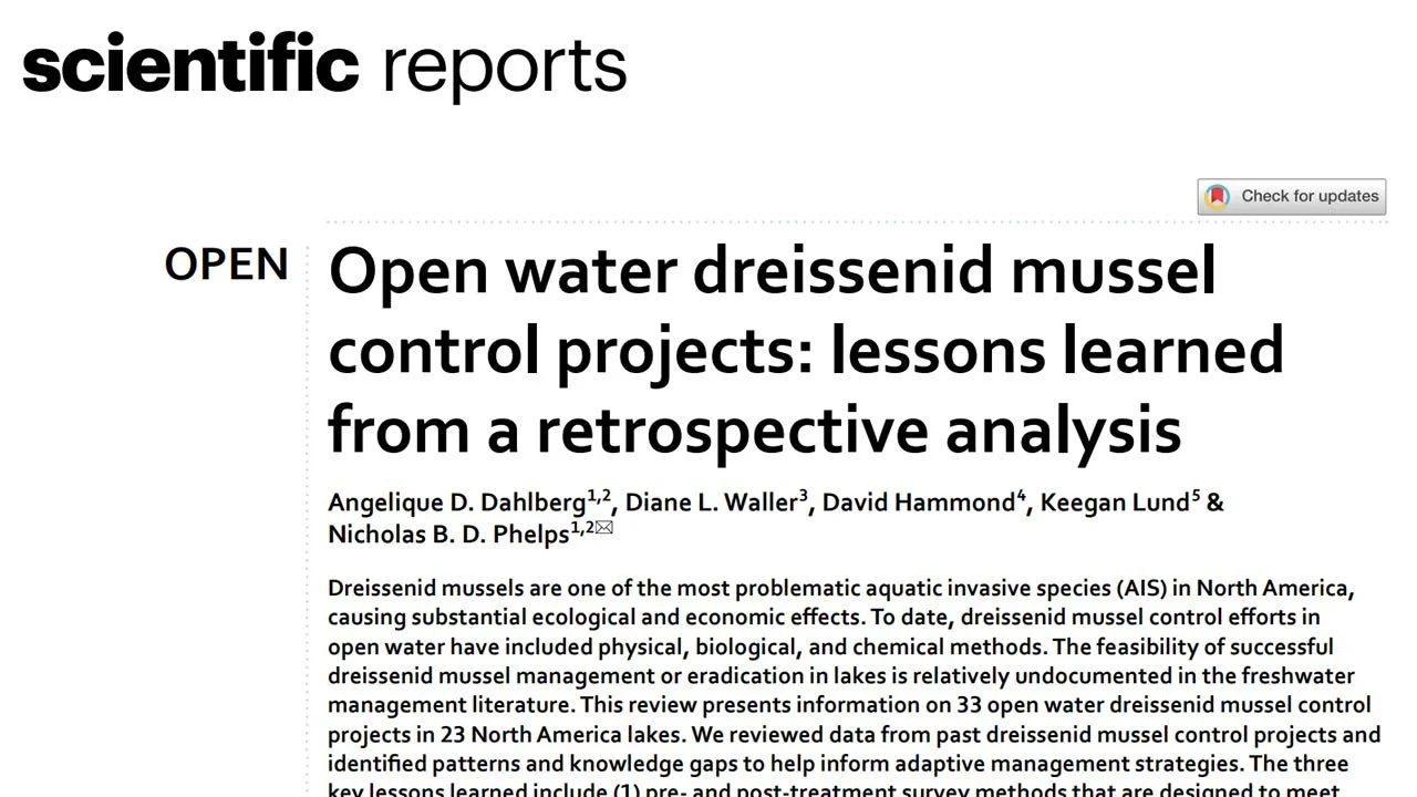 Open water mussel control projects
