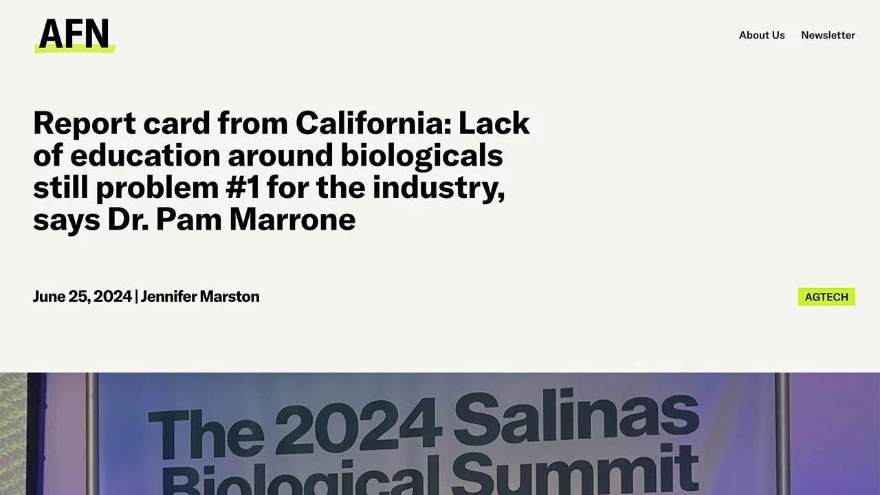 Report card from California: Lack of education around biologicals still problem #1 for the industry, says Dr. Pam Marrone