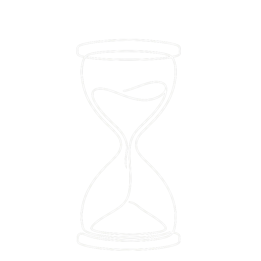 Neon outline of an hourglass on a black background.