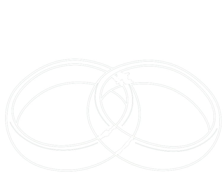 Line drawing of two broken wedding rings with a small crack and smoke or steam coming from the break.