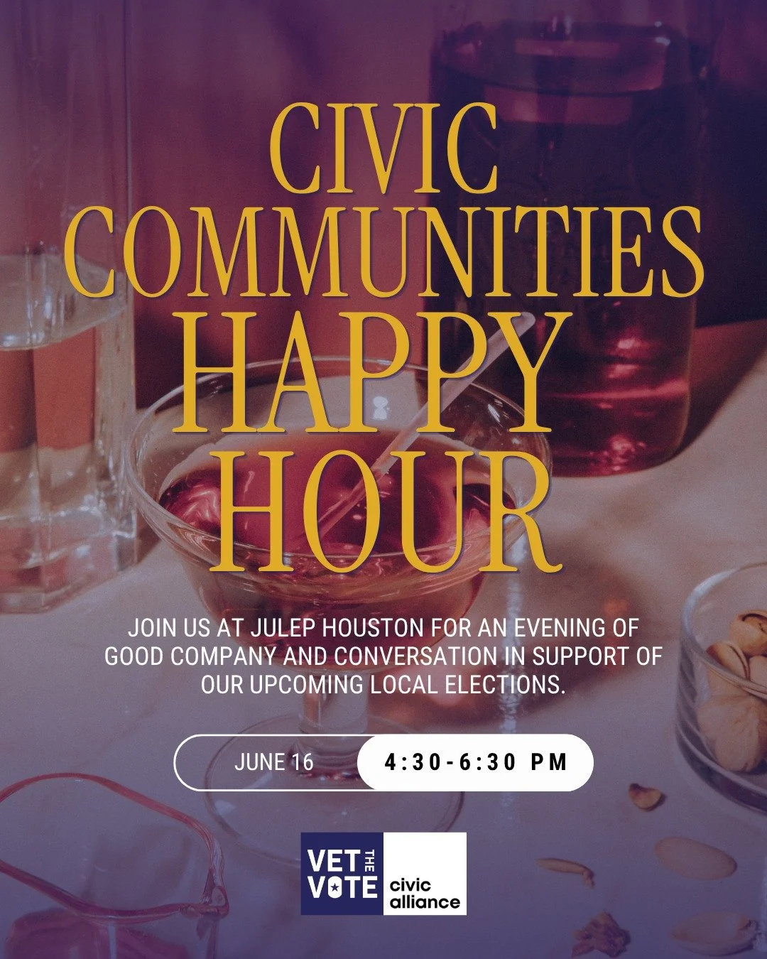 Join us, Tuesday, June 16th, in Houston for an evening focused on civic participation, community engagement, &amp; opportunities to support upcoming local elections.

RSVP at the link in bio!