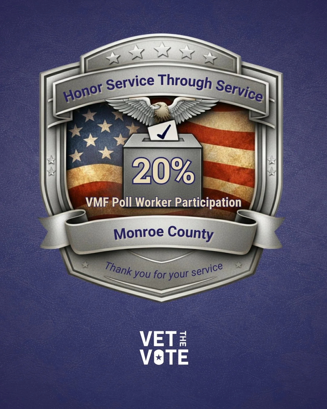 🥈 We&rsquo;re proud to recognize Monroe County, Pennsylvania as a Vet the Vote Silver Award recipient. 🇺🇸

This recognition honors Monroe County&rsquo;s strong commitment to engaging veterans and military families as poll workers and election offi