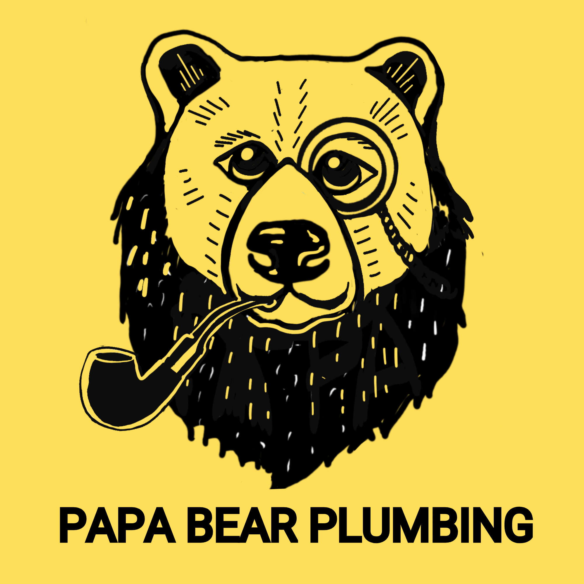 Image of linocut bear and the text reads Papa Bear Plumbing