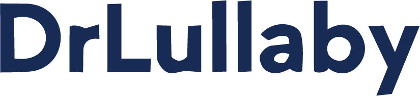 Text logo that reads 'DrLullaby' in dark blue font.