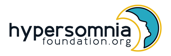 Hypersomnia Foundation logo with a stylized crescent moon and face silhouette inside a circle.