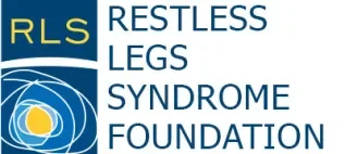 Logo of the Restless Legs Syndrome Foundation featuring the acronym 'RLS' and a graphic of a sun and swirling lines