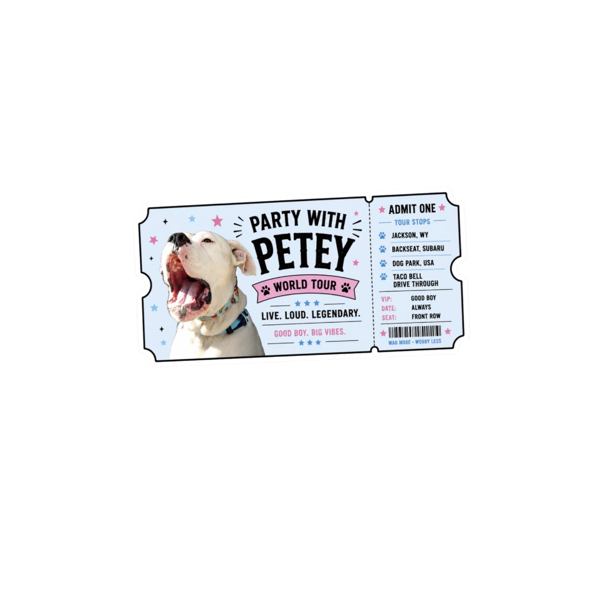 Petey World Tour Ticket Sticker