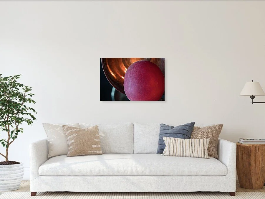 Velvet and Glass fine art print framed above a sofa in a living room