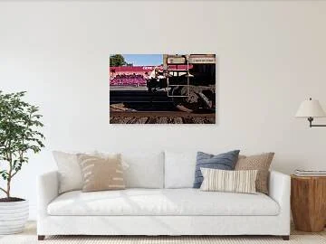 The Other Way to Travel fine art print framed above a sofa in a living room