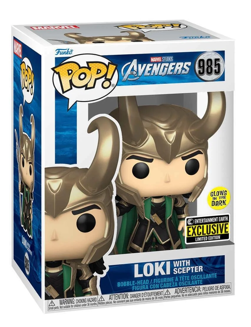 Avengers Loki with Scepter Funko Pop! Vinyl Figure #985 - Entertainment Earth Exclusive
