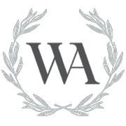 Initials 'WA' surrounded by a laurel wreath